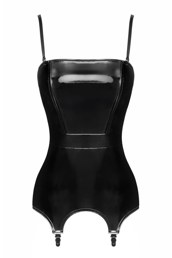 Sexy schwarzes Dominae Venom Lack Corsagen-Kleid von Noir Handmade – Ansicht 2