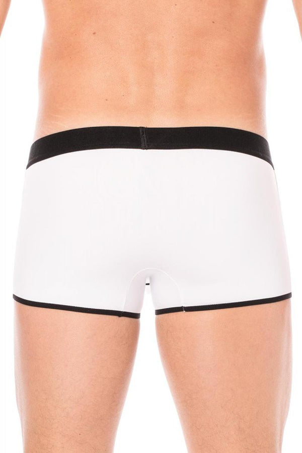 Weißes provokantes figurbetontes Boxershort mit markantem Reißverschluss von LOOK ME – Ansicht 3