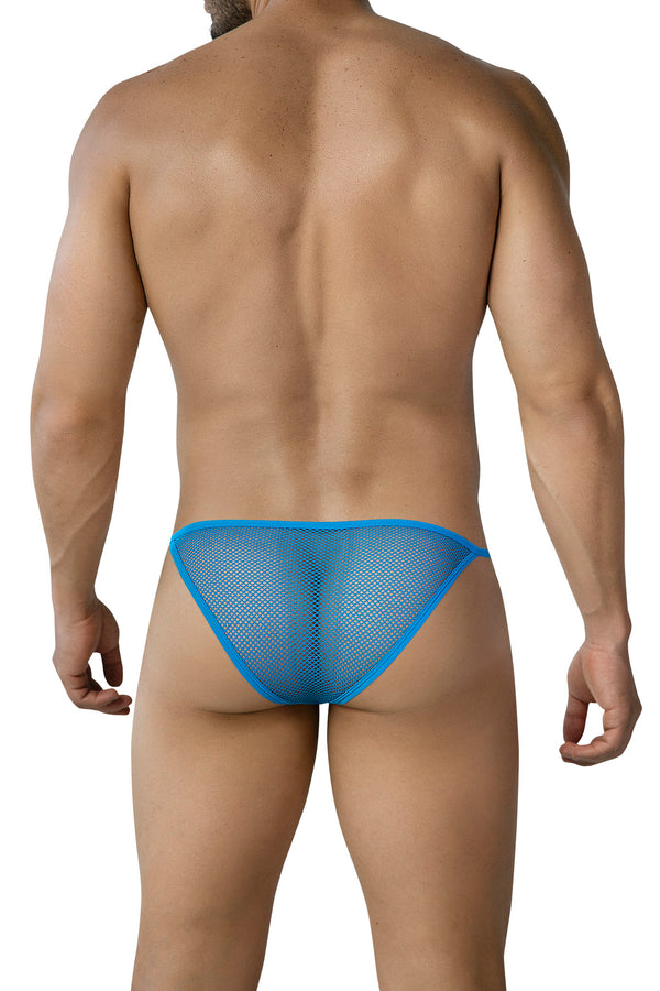 Blauer verlockender Mini Badestring aus transparentem Netzmaterial von CUT4MEN – Ansicht 2