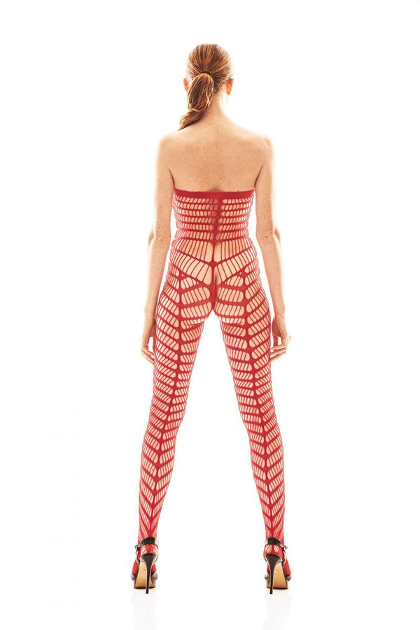 Roter verführerischer Overall aus elastischem Material von Anais apparel – Ansicht 2