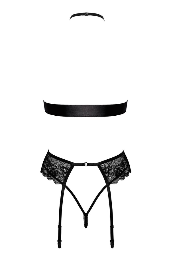 Schwarzes verführerisches Set aus Spitze und Gummibändern von Kissable – Ansicht 4