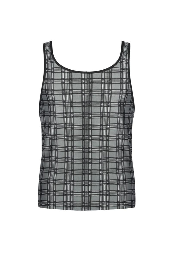 Graues verführerisches Herren Tank Top mit Karomuster von Anais for Men – Ansicht 5