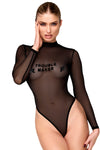 Sexy schwarzer Wetlook Body F388 mit hohem Beinausschnitt von Noir Handmade – Ansicht 7