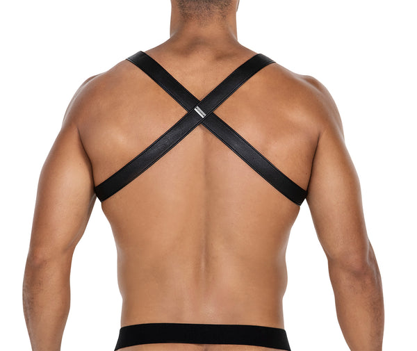Herren-Brust-Harness mit Metallringen und Druckknöpfen Königsblau/Schwarz von CUT4MEN – Ansicht 10
