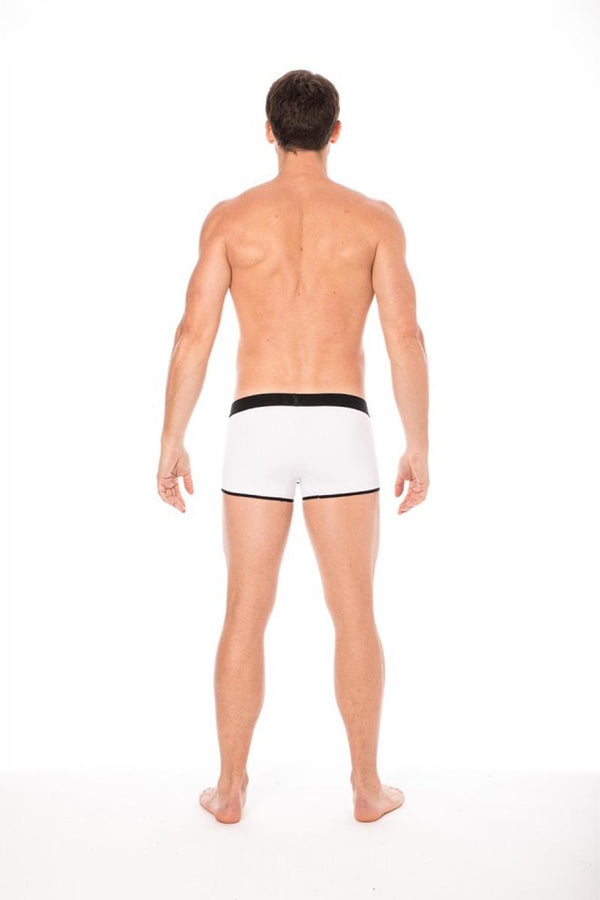 Weißes provokantes figurbetontes Boxershort mit markantem Reißverschluss von LOOK ME – Ansicht 6