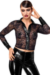 Romantisches schwarzes Noirelle Spitzen-Buttonshirt von Noir Handmade – Ansicht 5