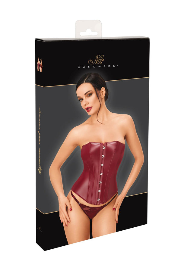 Burgunderrotes strukturiertes Korsett aus glänzendem Powerwetlook von Noir Handmade – Ansicht 8