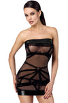 Sexy schwarzes Off-Shoulder Bondesque Minikleid aus Wetlook von Noir Handmade