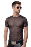 Schwarzes transparentes Herren-Shirt in aufregender Wetlook-Optik von Regnes Fetish Planet