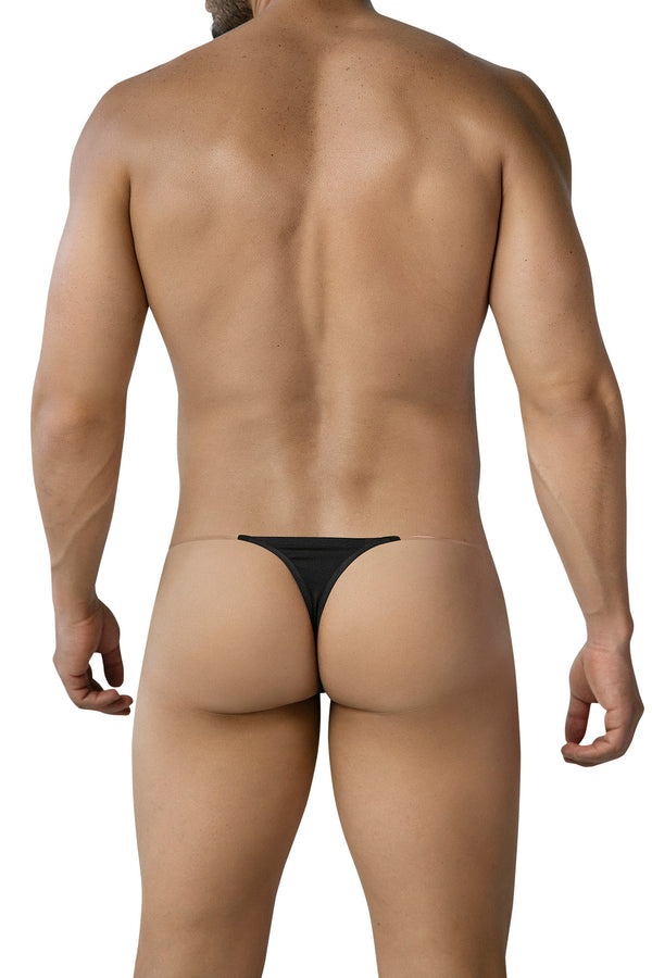 Schwarzes aufregend maskuliner Herren-Badestring mit seitlichem Silikonband von CUT4MEN – Ansicht 2