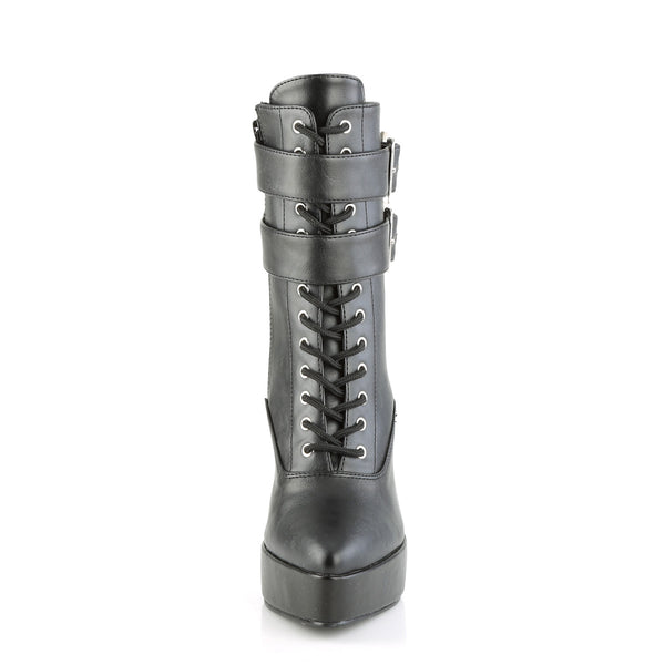 INDULGE-1026 Plateau Stiefeletten Schwarz Matt von Devious – Ansicht 2