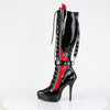 INDULGE-2028 Plateau Stiefel - Rot/Schwarz Lack von Devious – Ansicht 3
