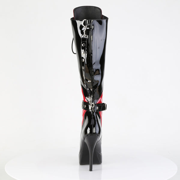 INDULGE-2028 Plateau Stiefel - Rot/Schwarz Lack von Devious – Ansicht 4
