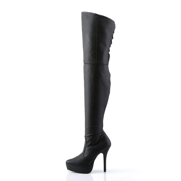 INDULGE-3011 Plateau Overknee Stiefel Schwarz | Devious