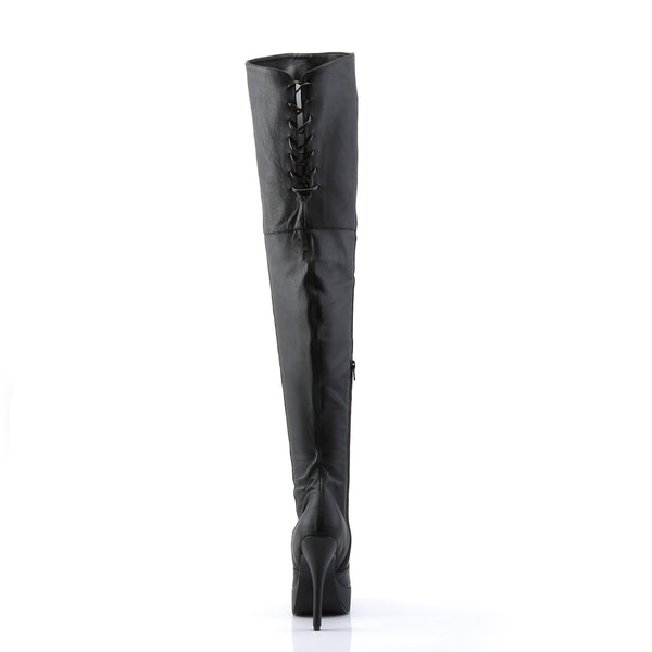 INDULGE-3011 Plateau Overknee Stiefel Schwarz | Devious