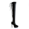 INDULGE-3063 Plateau Overknee Stiefel Lack Schwarz von Devious – Ansicht 5