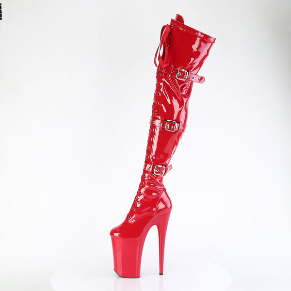 INFINITY-3028 - Plateau Overknee Stiefel - Rot Lack von Pleaser – Ansicht 3