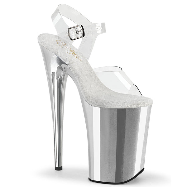 INFINITY-908 Plateau Sandaletten Silber Transparent PVC von Pleaser