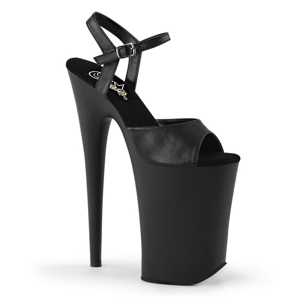 INFINITY-909 Plateau Sandaletten Schwarz Matt | Pleaser