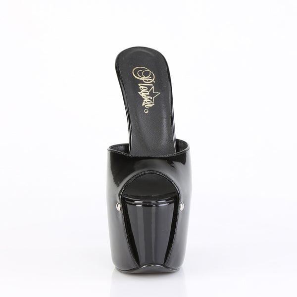 JUBILANT-01 Plateau Peeptoe Pantoletten - Schwarz Lack von Pleaser – Ansicht 2