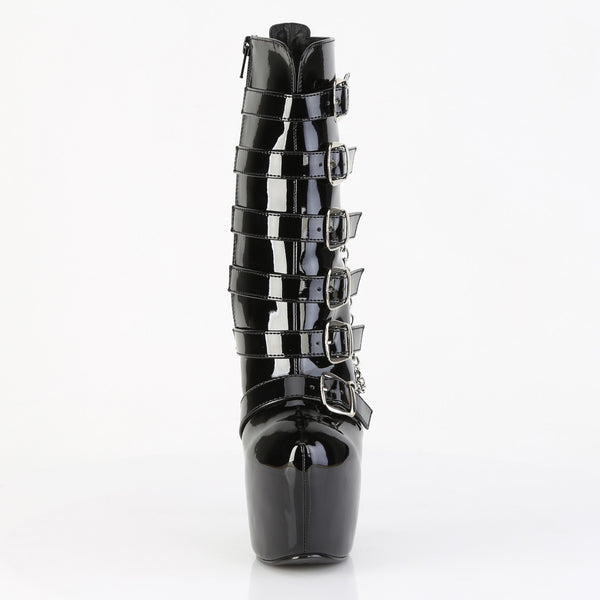 JUBILANT-1015 Plateau Stiefeletten Schwarz Lack | Pleaser