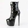 JUBILANT-1015 Plateau Stiefeletten Schwarz Lack | Pleaser
