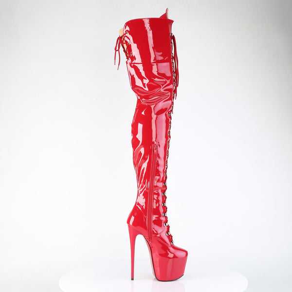 JUBILANT-4012 Overkneestiefel Plateauschuhe Rot | Pleaser