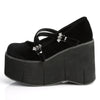 KERA-10 Plateau Schuh schwarz samt Fledermaus Schnallen Mary Janes von DemoniaCult – Ansicht 3