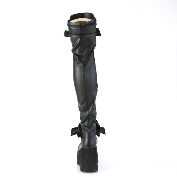 KERA-303 Plateau Overknee Stiefel schwarz matt Schnürung Schleifen von DemoniaCult – Ansicht 4