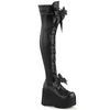 KERA-303 Plateau Overknee Stiefel schwarz matt Schnürung Schleifen von DemoniaCult