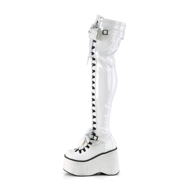 KERA-303 Plateau Overknee Stiefel weiß Schnürung Schleifen von DemoniaCult – Ansicht 3