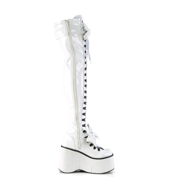 KERA-303 Plateau Overknee Stiefel weiß Schnürung Schleifen von DemoniaCult – Ansicht 5