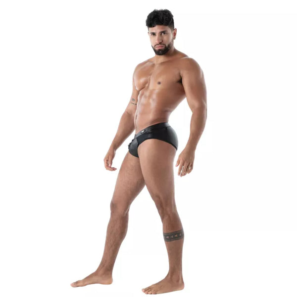 Schwarzer Kinky Full Zip Brief mit durchgehendem Reißverschluss von TOF Paris – Ansicht 3