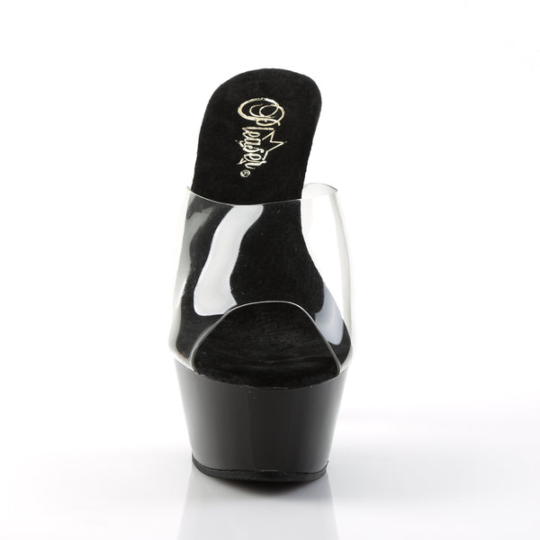 KISS-201 Plateau Pantoletten Transparent/Schwarz | Pleaser
