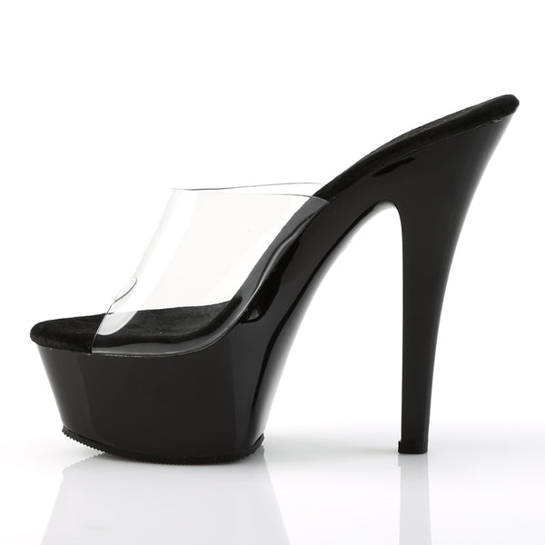 KISS-201 Plateau Pantoletten Transparent/Schwarz | Pleaser