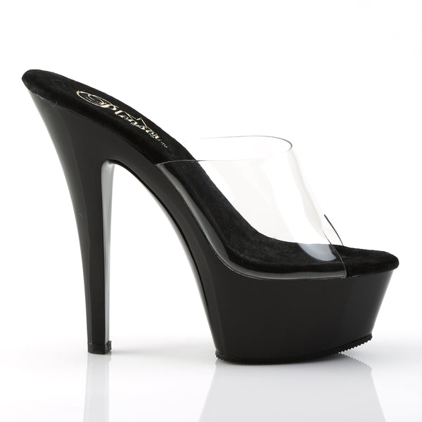 KISS-201 Plateau Pantoletten Transparent/Schwarz | Pleaser