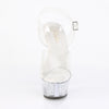 KISS-208RSI Plateau High Heel Sandaletten - Silber/Transparent Glitzer von Pleaser – Ansicht 2