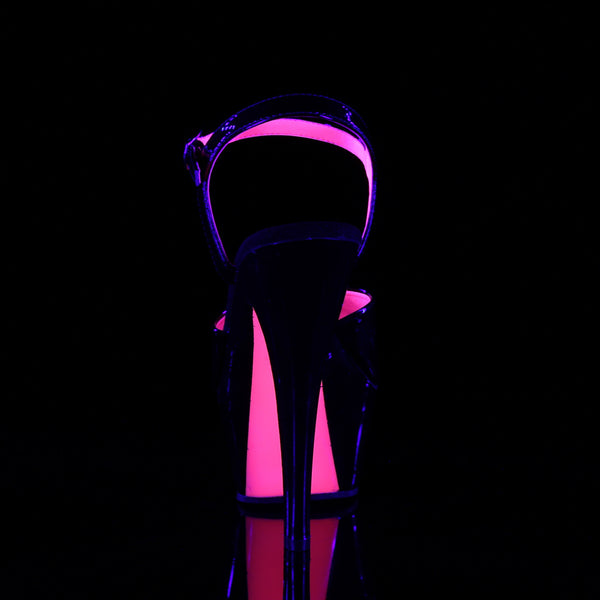 KISS-209TT Plateau Sandaletten Lack Schwarz Pink UV von Pleaser – Ansicht 4