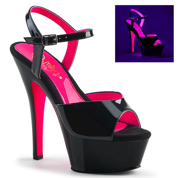 KISS-209TT Plateau Sandaletten Lack Schwarz Pink UV von Pleaser