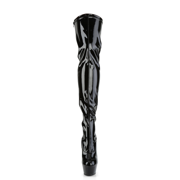 KISS-3000 Plateau Overknee Stiefel Schwarz Lack von Pleaser – Ansicht 2