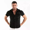 Herren Cordhemd Kurzarm - Eleganter Retro-Look, Tailliert, Schwarz | TOF Paris