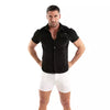 Herren Cordhemd Kurzarm - Eleganter Retro-Look, Tailliert, Schwarz | TOF Paris