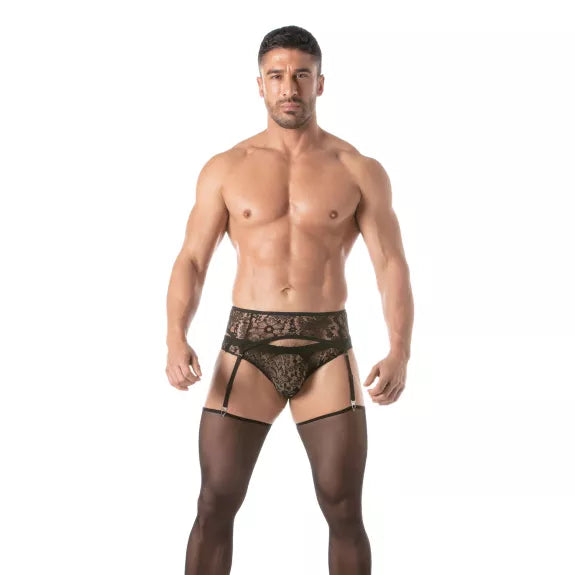 Strumpfhalter Set Herren - Schwarze Spitze, verstellbar & atmungsaktiv | TOF Paris