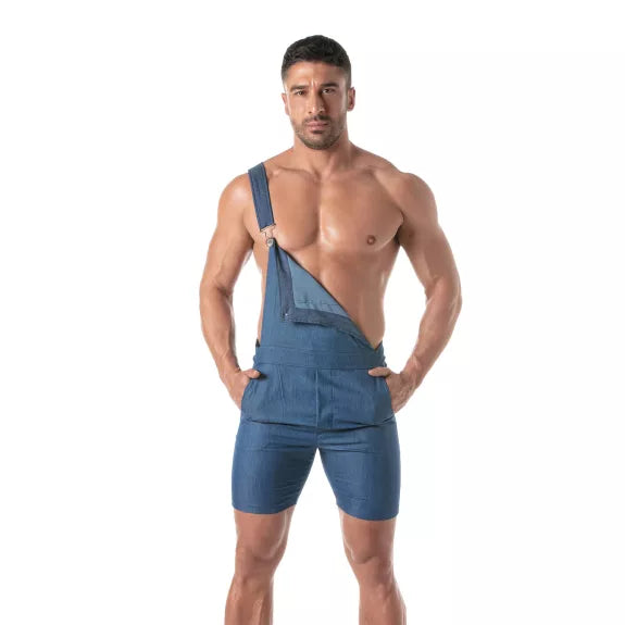 Jeans-Latzhose Shorts Herren - Leicht & Figurbetont mit 5 Taschen, Blau | TOF Paris