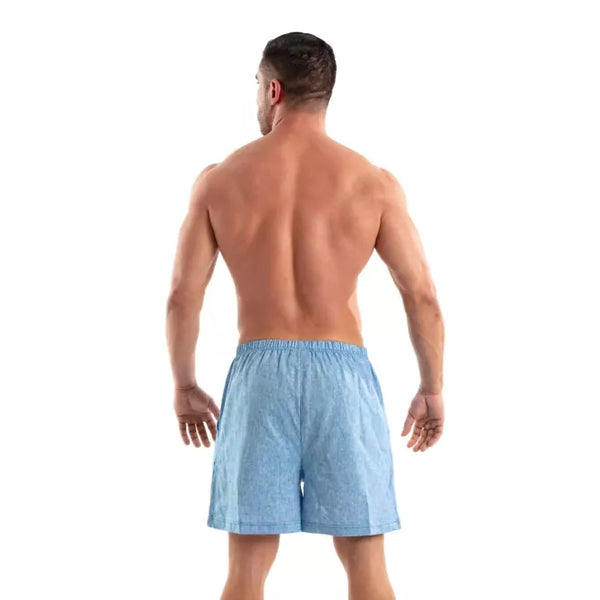 Hellblaue sommerliche Leinenshorts mit entspanntem Schnitt von TOF Paris – Ansicht 2
