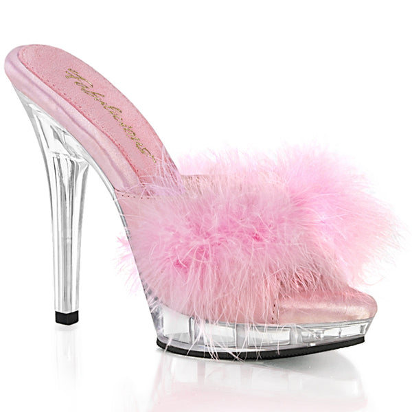 LIP-101-8 Plateau Pantoletten Baby Pink/Transparent von Fabulicious