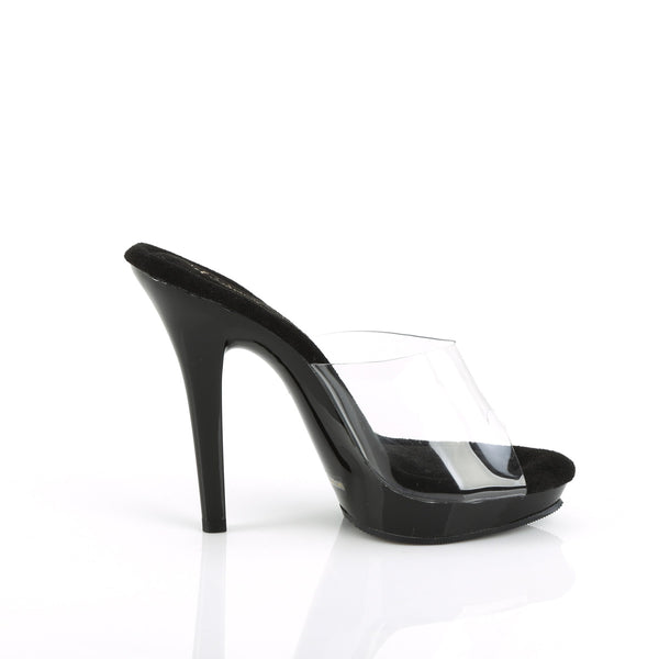 LIP-101 Plateau Pantoletten Transparent/Schwarz | Fabulicious
