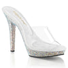 LIP-101DM Plateau Pantoletten Transparent/Silber von Fabulicious