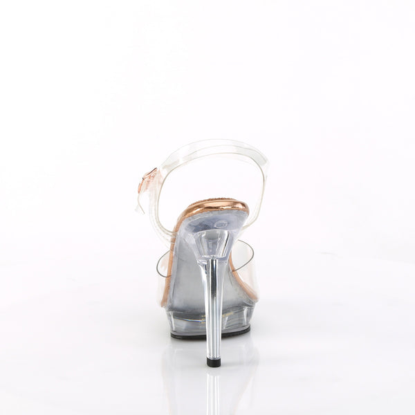 LIP-108 Plateau Sandaletten Transparent/Rose Gold | Fabulicious