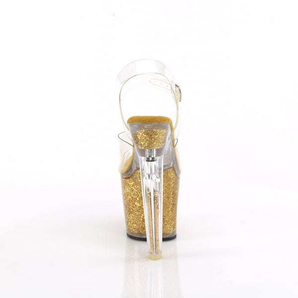 LOVESICK-708SG - Plateau High Heel Sandaletten - Gold Glitzer von Pleaser – Ansicht 4